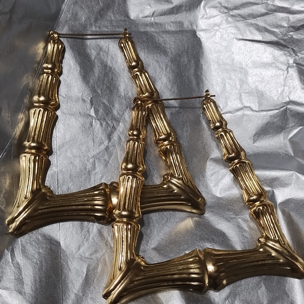 Gold Bamboo-Style Earrings